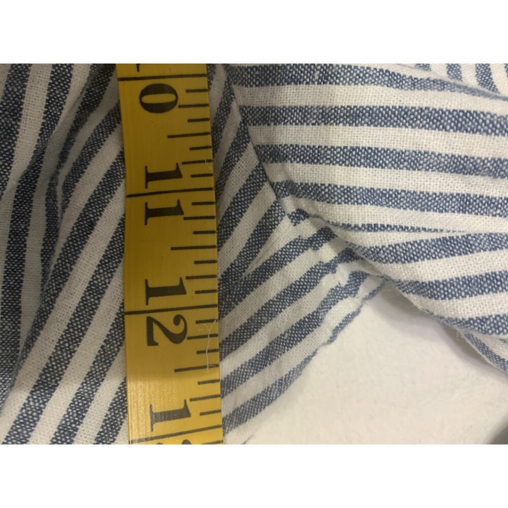 Boden Linen Blue Striped WIde Leg Zip Capri Pants 12 Petite Beachy Casual Resort - Picture 4 of 10